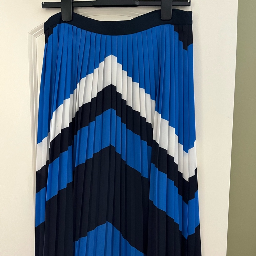 Banana Republic Deep Blue chevron print pleated skirt